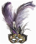 Farrah Fawcett Personally Owned Venetian Eye Mask -- With Elaborate Purple & Black Feathers